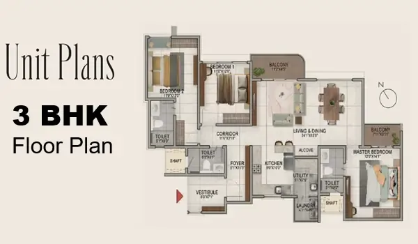 Featured Image of Prestige Park Lane 3 BHK Floor Plan
