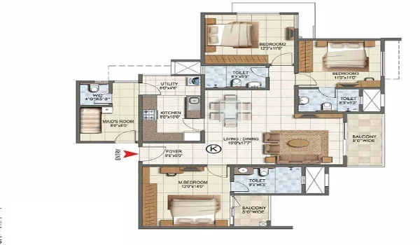 Featured Image of Prestige Parklane 3 BHK Apartment Floor Plan